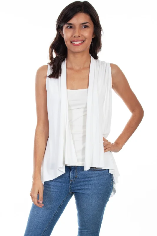 Modern Pastels Scully Womens Ivory Rayon Lace Knit Vest