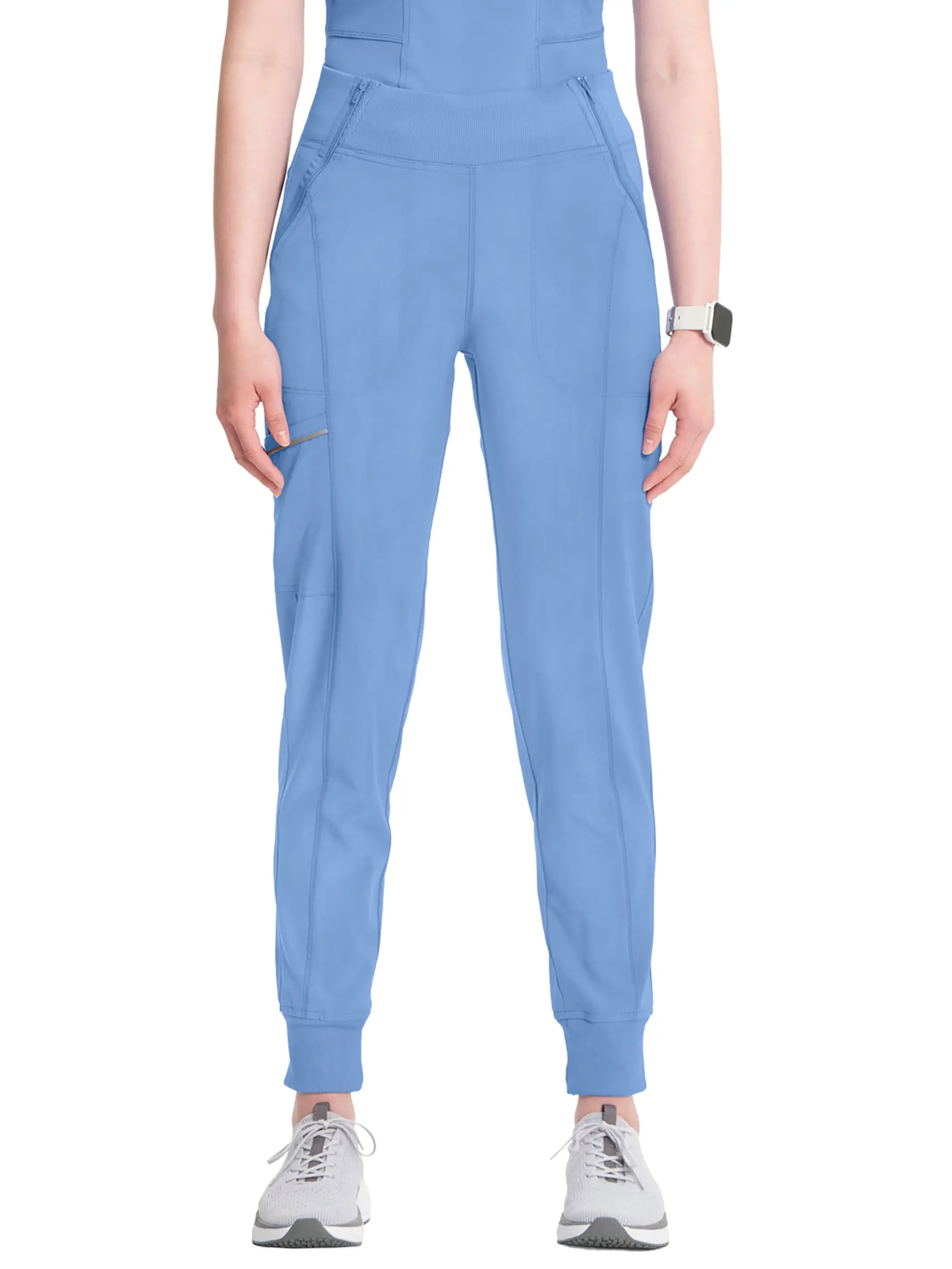 Monochrome Street Infinity Women's Mid Rise Tapered Jogger Scrub Pant | Ceil Blue