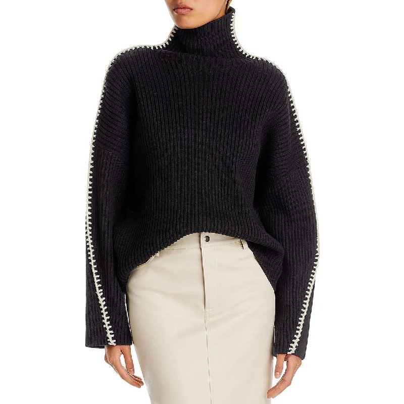 Contemporary Basics Rag & Bone Womens Ingrid Wool Whipstitch Turtleneck Sweater