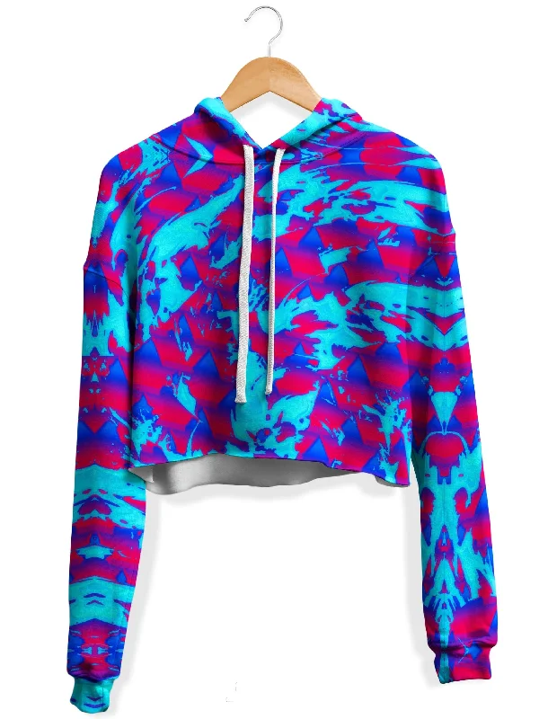 Contemporary Fit Berry Blast Hypno Splatter Fleece Crop Hoodie