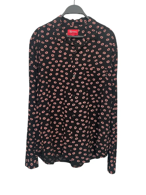 Relaxed Statement Supreme/LS Shirt/M/Floral Pattern/Cotton/BLK/