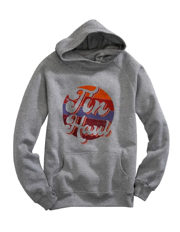 Fashionable Fit Tin Haul Womens Grey Cotton Blend Retro Circle Hoodie