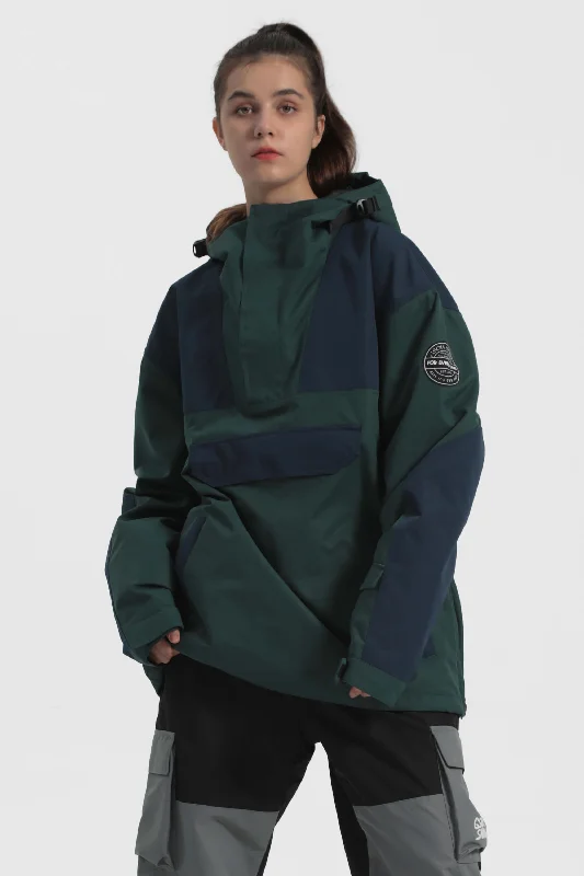 Sleek Weekend Women's Green & Blue Color-Block Insulated Snow Anoraks