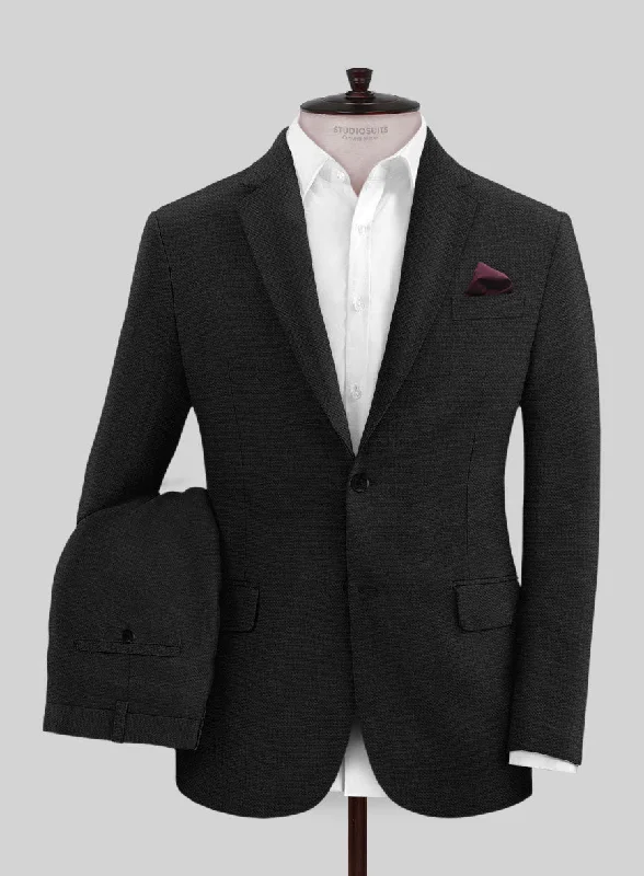 Minimalist Tailoring Italian Prato Black Dobby Linen Suit