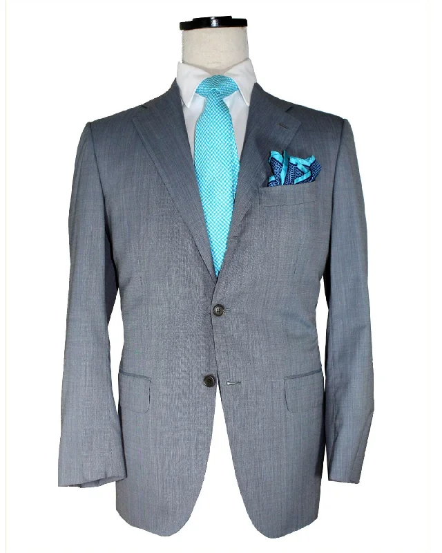 Relaxed Denim Kiton Suit Gray Blue 14 Micron Wool Sartorial EUR 48/ US 38 R SALE