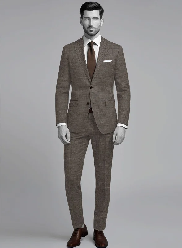 Relaxed Fashion Napolean Ariel Nailhead Dark Brown Wool Suit