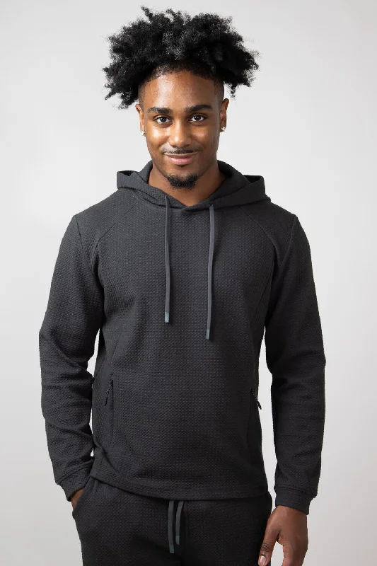 Smart Layering 1897 Active Diamond Weave Hoodie for Men in Charcoal | MJ895-CHARCOAL