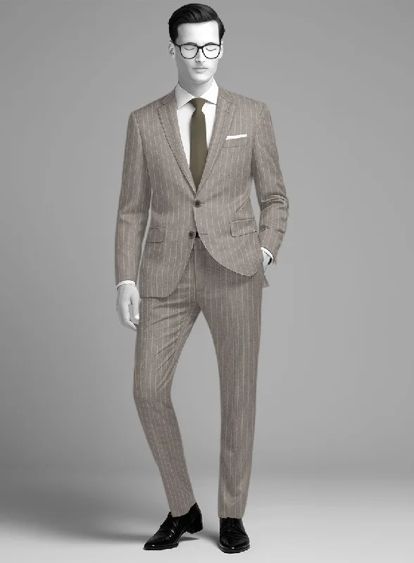 Modern Weekend Napolean Como Bar Brown Wool Suit