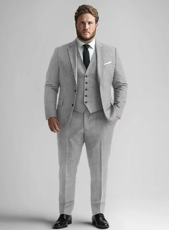 Relaxed Prints Look Classic Light Gray Big and Tall Suit