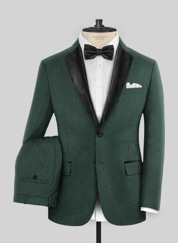 Chic Outerwear Napolean Jungle Green Wool Tuxedo Suit