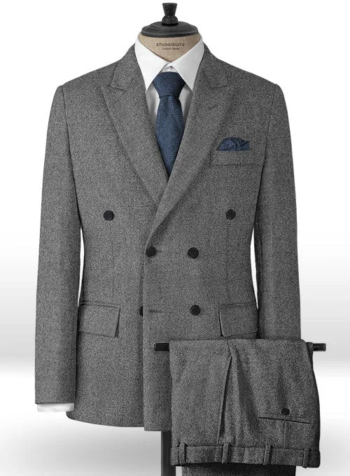 Modern Grunge Rope Weave Gray Tweed Suit