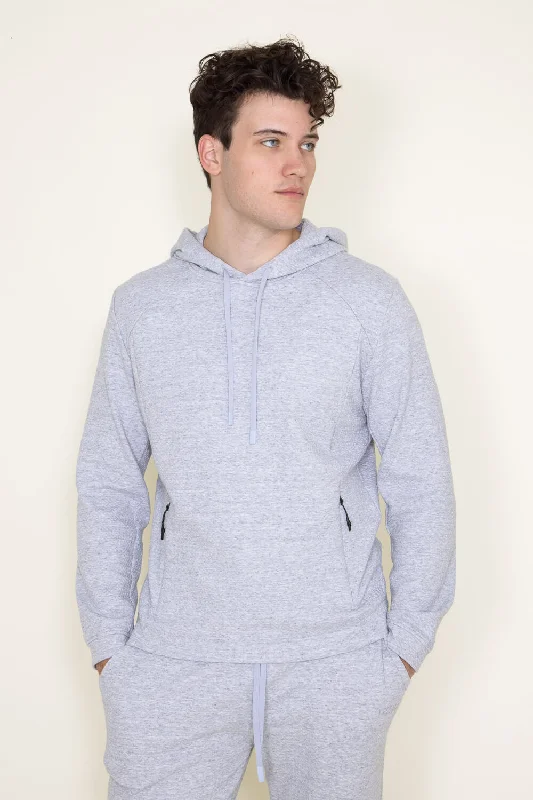 Contemporary Outfit 1897 Active Diamond Weave Hoodie for Men in Heather Grey | MJ895-LIGHTHEATHERGREY