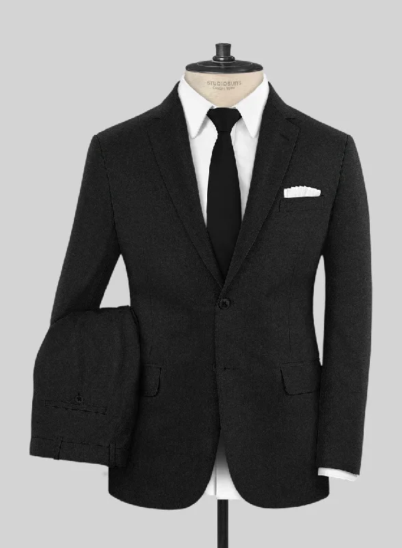 Sleek Neutrals Italian Turna Black Flannel Suit