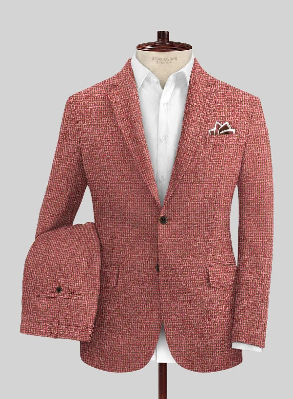 Smart Layering Italian Prato Tango Houndstooth Linen Suit