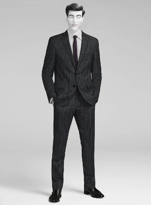 Soft Layers Napolean Abelino Stripe Black Wool Suit