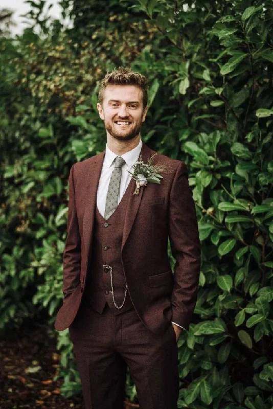 Timeless Street Men maroon tweed suits 3 suits, wedding suits, Men Dinner suits, Groom Wear, Men slim fit suits