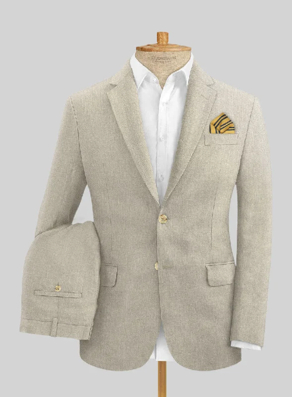 Contemporary Fit Campari Oatmeal Linen Suit