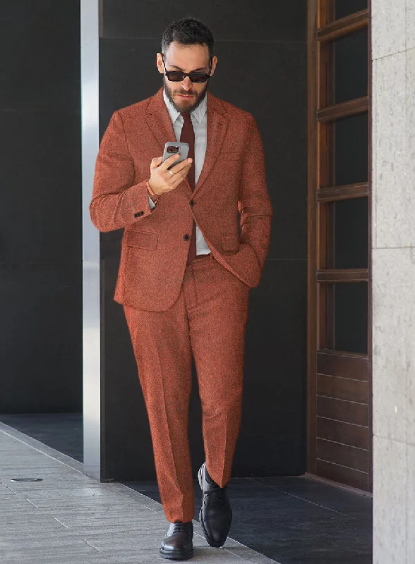 Cozy Aesthetic Melange Titan Rust Tweed Suit