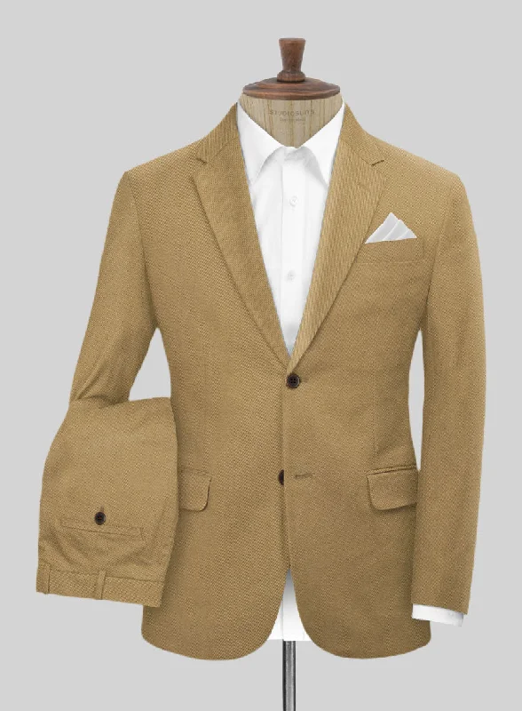 Elevated Classics Khaki Feather Cotton Canvas Stretch Suit