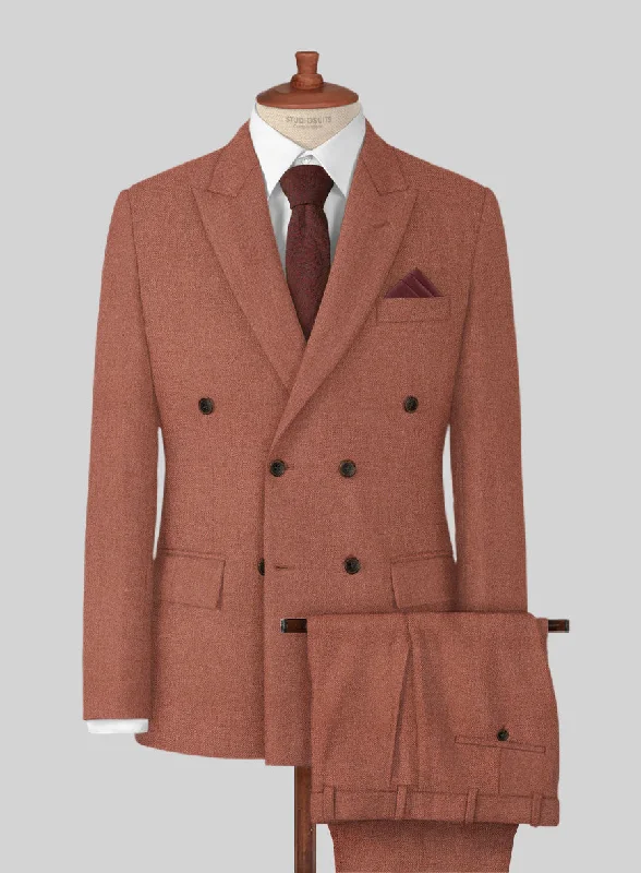 Earthy Minimalism Naples Dark Salmon Pink Tweed Suit