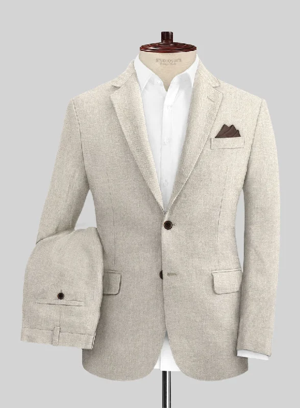 Elevated Monochrome Heavy Linen Beige Suit