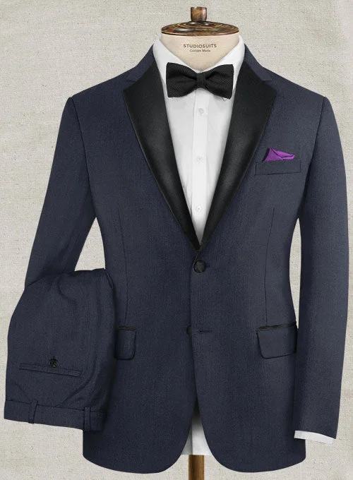 Tailored Pastels Napolean Navy Blue Wool Tuxedo Suit