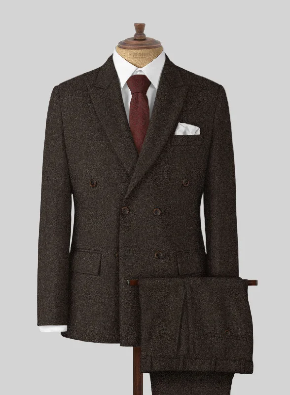 Preppy Sporty Naples Dark Brown Tweed Suit