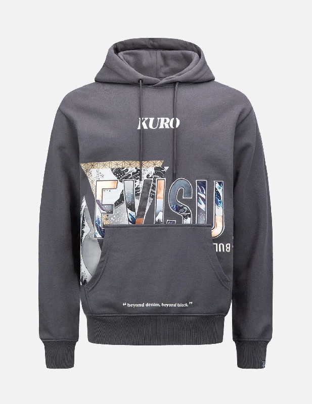 Relaxed Prints Look Ukiyo-E Infused Logo Insert Hoodie