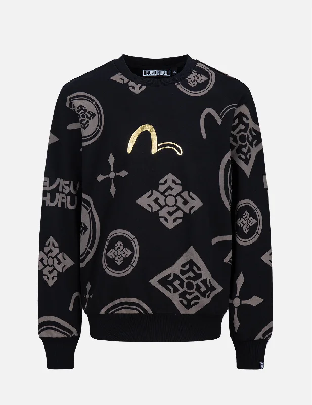 Sporty Chic Look Seagull and Logo Foil Print Monogram Sweatshirt