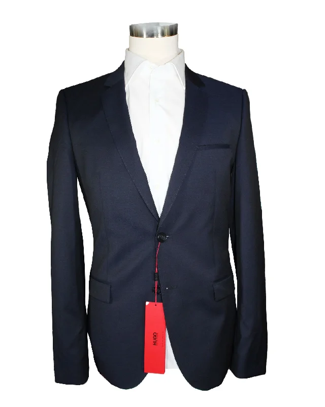 Minimalist Aesthetic Hugo Boss Sport Coat Dark Blue - Virgin Wool Blazer EU 48 / US 38 L Slim Fit - REDUCED SALE