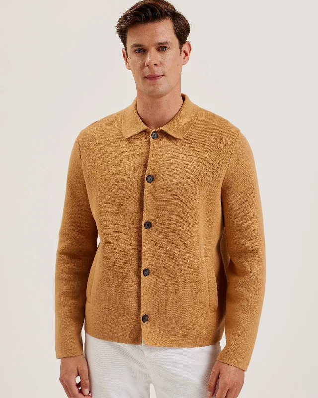 Tailored Modern Freder Ls Solid Jacquard Jacket Brown