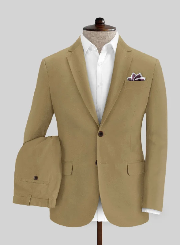 Classic Weekend Tan Feather Cotton Canvas Stretch Suit