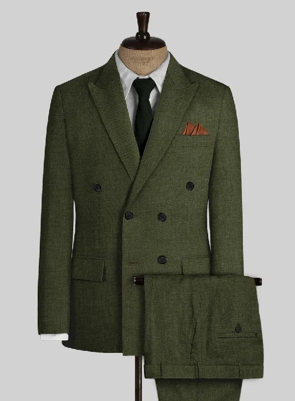 Bold Elegance Italian Prato Green Linen Suit