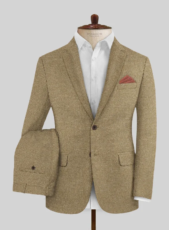 Smart Layering Noble Maple Khaki Wool Silk Linen Suit