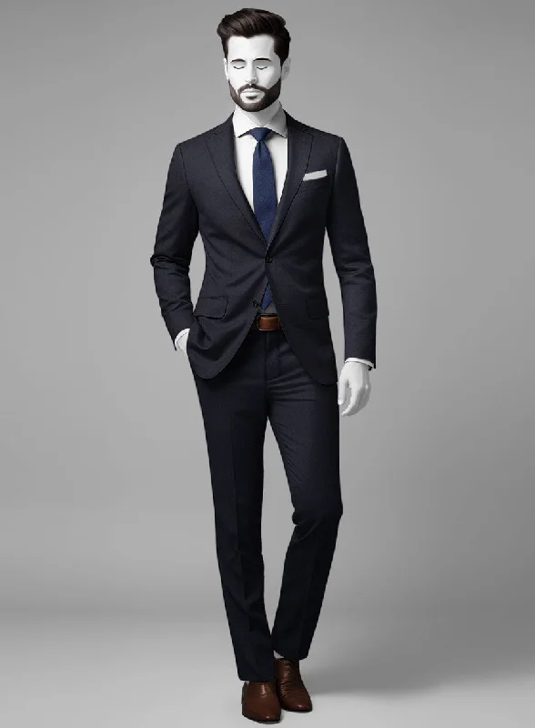 Sporty Elegance Napolean Cavalry Twill Blue Wool Suit