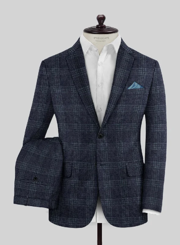 Simplistic Tailoring Noble Gianni Blue Wool Silk Linen Suit