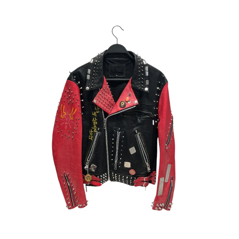 Relaxed Prints CUSTOM/Leather Jkt/L/Leather/BLK/All Over Print/VINTAGE CUSTOM MADE IN KOR JKT