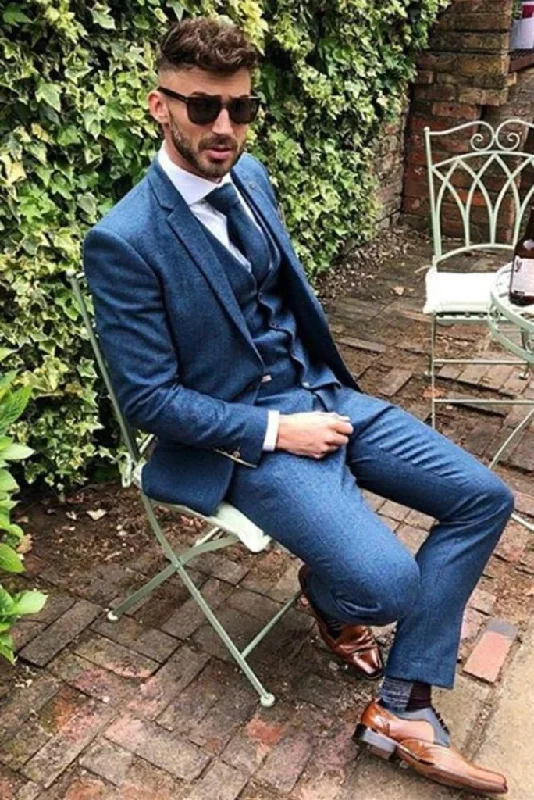 Fashion Statement men blue tweed suit beach wedding suit groom wear suit dinner suit prom suit for men groomsmen suit party wear suit gift for him