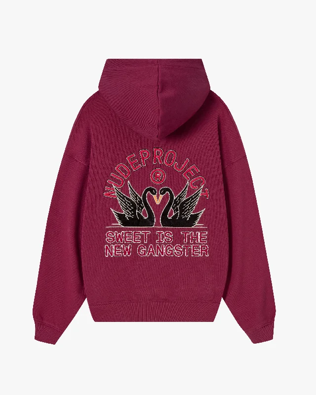 Chic Casualwear SWANS HOODIE BURGUNDY