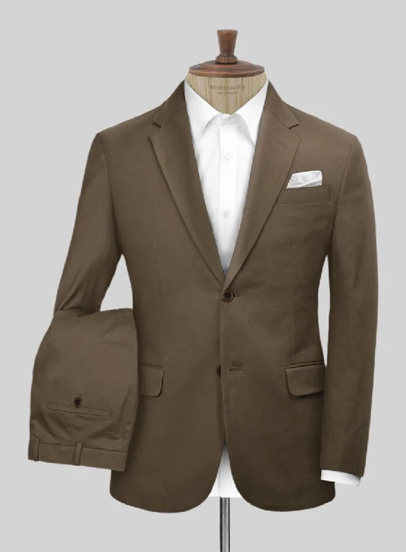 Stylish Patterns Stretch Summer Brown Chino Suit