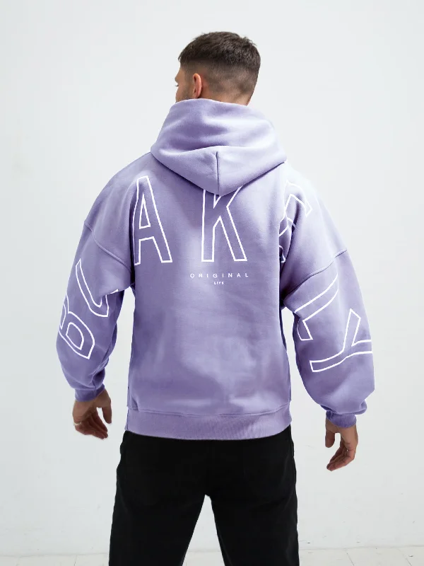 Contemporary Fit Outline Idris Oversized Hoodie - Violet