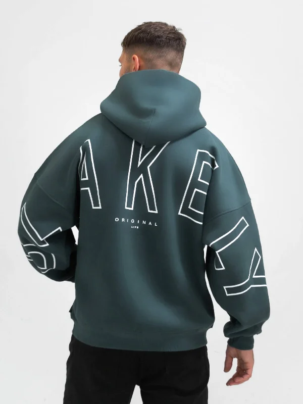 Urban Sportswear Outline Idris Oversized Hoodie - Teal Green