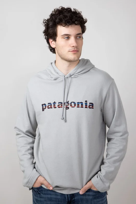 Timeless Street Patagonia Men’s ’73 Lightweight Wildrise Logo Hoodie in Ink Salt Grey | 39695-SGRY