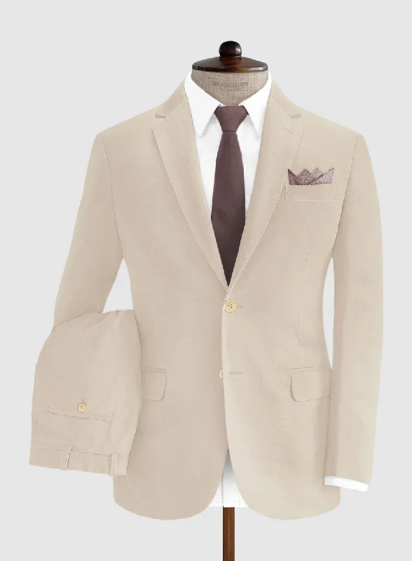 Elegant Prints Beige Cotton Power Stretch Chino Suit