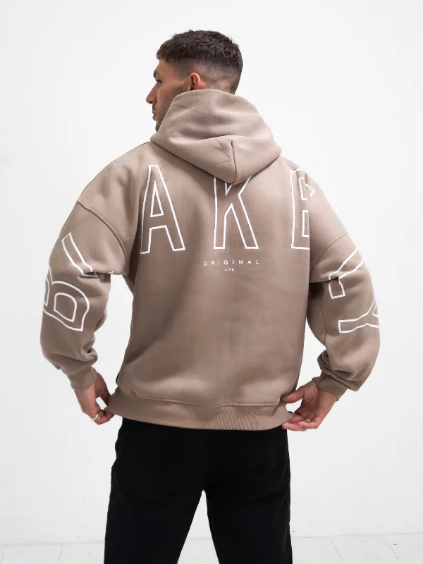 Minimalist Aesthetic Outline Idris Oversized Hoodie - Brown