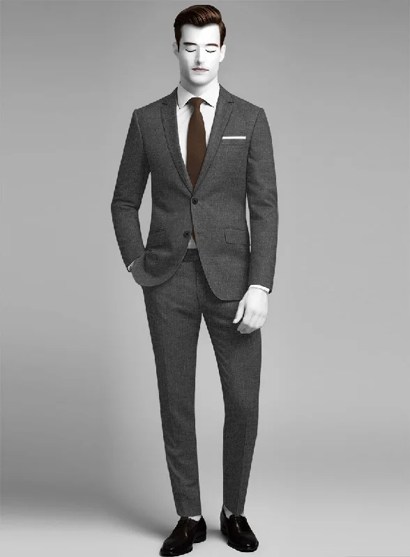 Elegant Monochrome Napolean Mid Charcoal Wool Suit