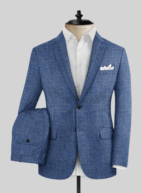 Smart Basics Noble Blue Wool Silk Linen Suit