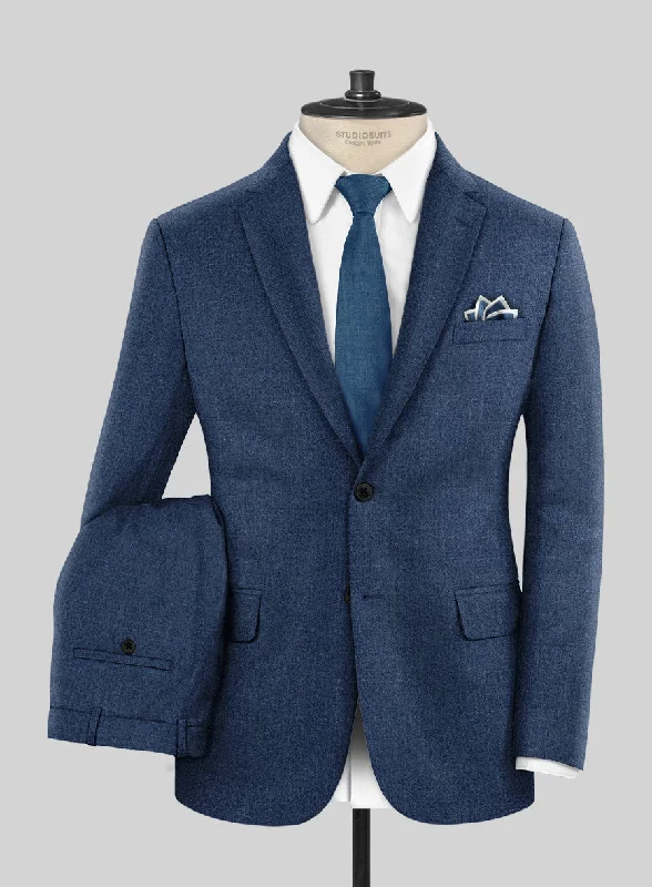 Sporty Chic Look London Loom Indigo Blue Eufemia Wool Silk Linen Suit