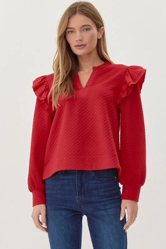 Textured ruffly Shoulder Top