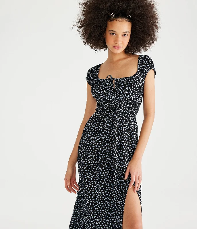 Modern Statement Eye-catching personality Elegant style Aeropostale Floral Square-Neck Midi Dress